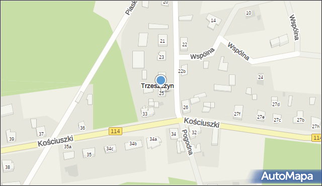 Trzeszczyn, Akacjowa, 25, mapa Trzeszczyn