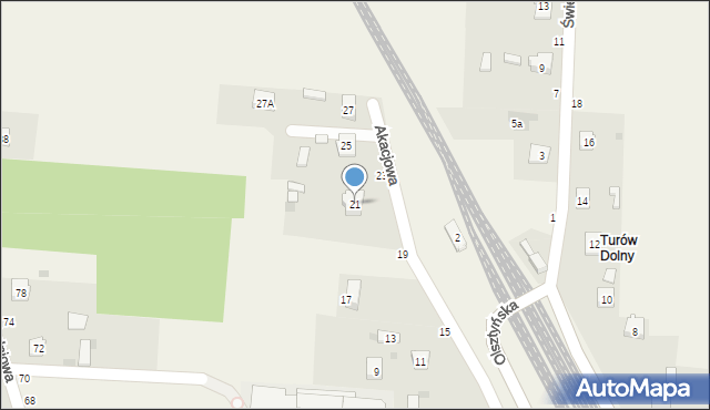 Turów, Akacjowa, 21, mapa Turów