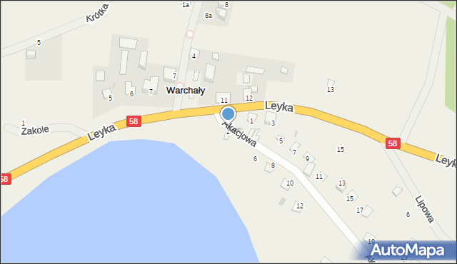 Warchały, Akacjowa, 2, mapa Warchały