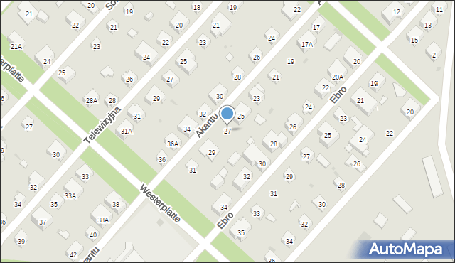 Warszawa, Akantu, 27, mapa Warszawy