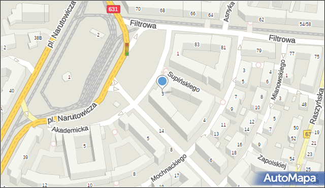 Warszawa, Akademicka, 3, mapa Warszawy