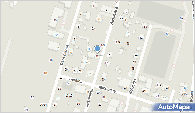 Warszawa, Aksamitna, 12, mapa Warszawy