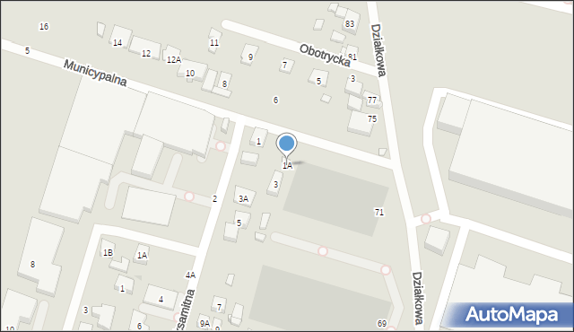 Warszawa, Aksamitna, 1A, mapa Warszawy