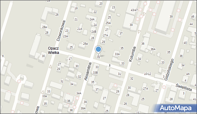 Warszawa, Aksamitna, 31, mapa Warszawy
