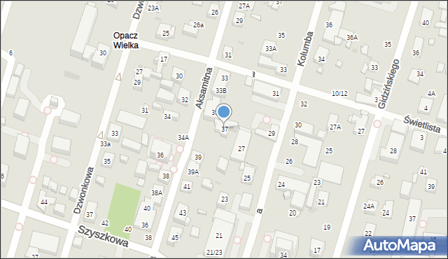 Warszawa, Aksamitna, 37, mapa Warszawy