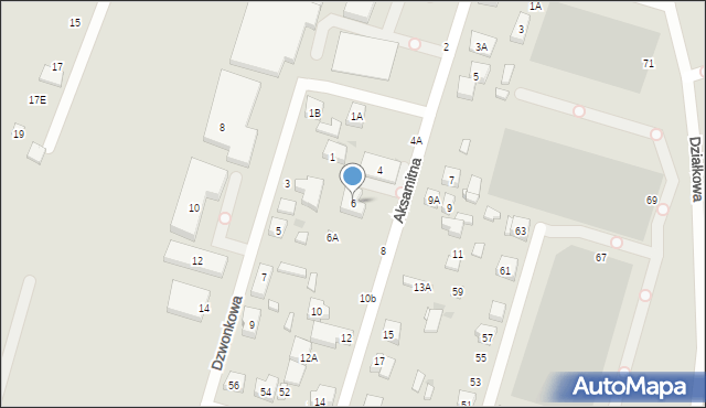 Warszawa, Aksamitna, 6, mapa Warszawy