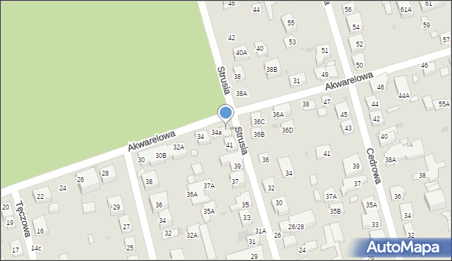 Warszawa, Akwarelowa, 34b, mapa Warszawy