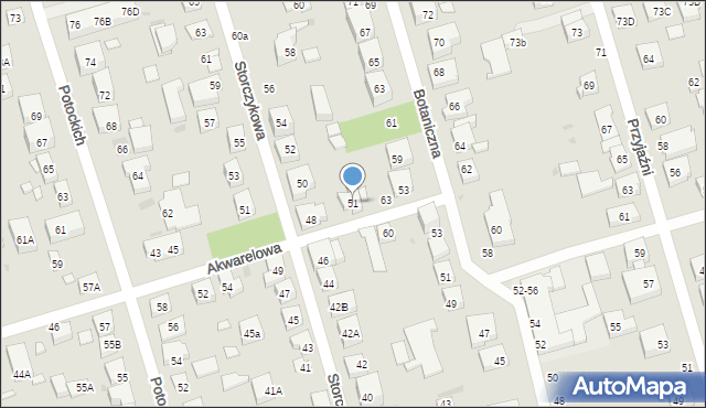 Warszawa, Akwarelowa, 51, mapa Warszawy