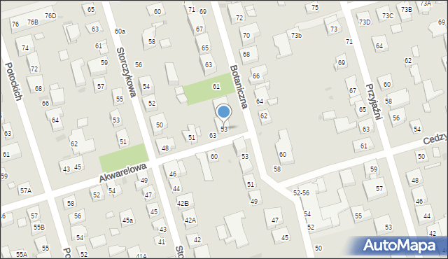 Warszawa, Akwarelowa, 53, mapa Warszawy