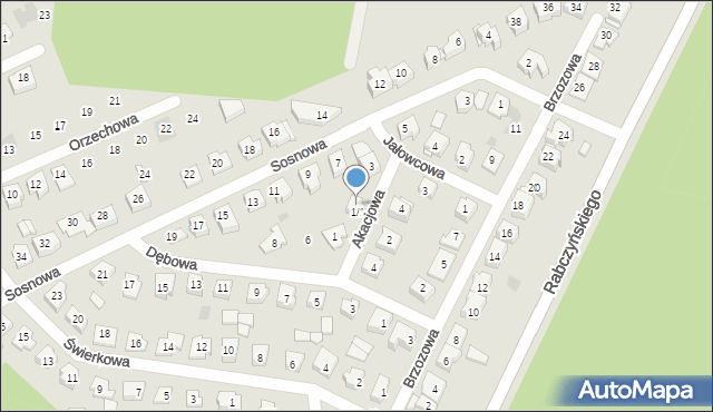Wasilków, Akacjowa, 1/3, mapa Wasilków