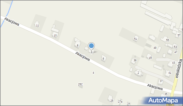 Wieprz, Akacjowa, 7, mapa Wieprz