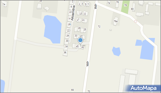 Wilcza Góra, Aksamitna, 43, mapa Wilcza Góra