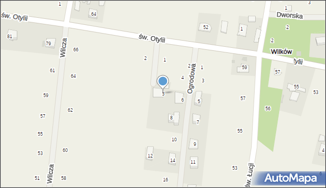 Wilków, Akacjowa, 3, mapa Wilków