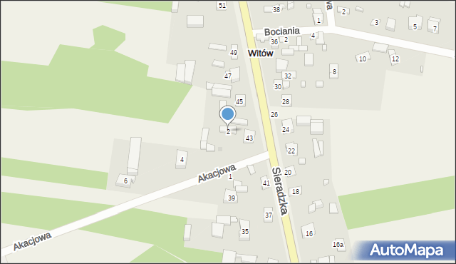 Witów, Akacjowa, 2, mapa Witów