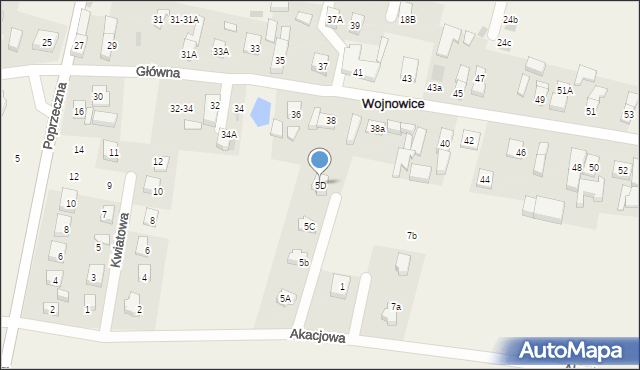Wojnowice, Akacjowa, 5D, mapa Wojnowice