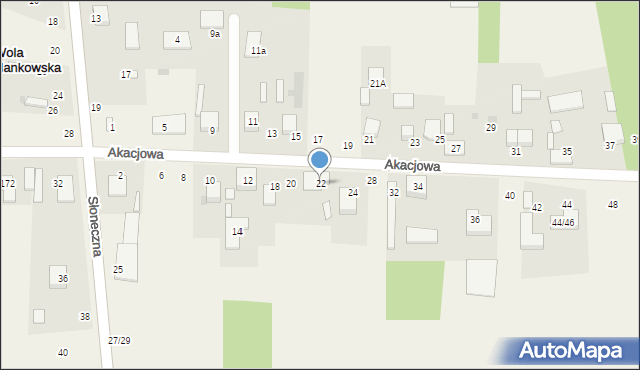 Wola Hankowska, Akacjowa, 22, mapa Wola Hankowska