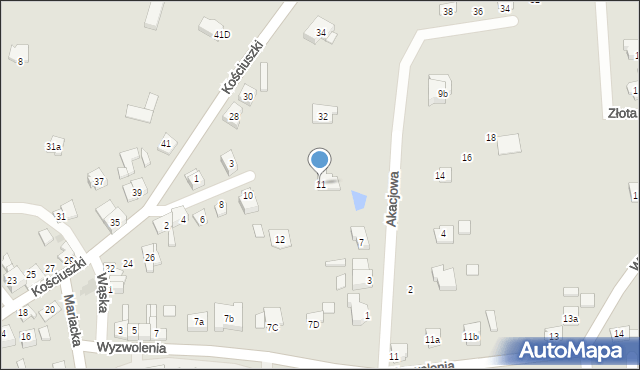 Wolbrom, Akacjowa, 11, mapa Wolbrom