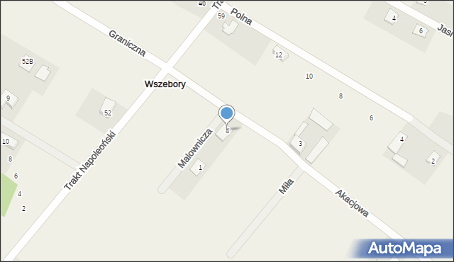 Wszebory, Akacjowa, 4, mapa Wszebory