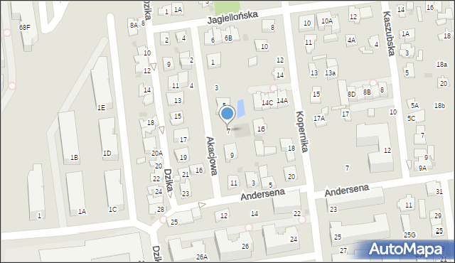 Ząbki, Akacjowa, 7, mapa Ząbki