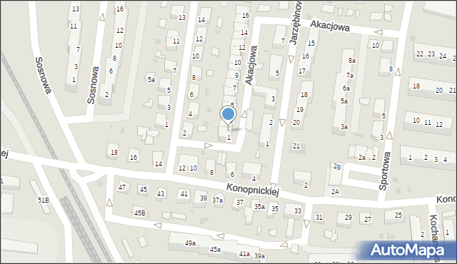 Żagań, Akacjowa, 2, mapa Żagań