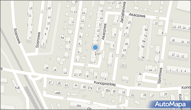 Żagań, Akacjowa, 3, mapa Żagań