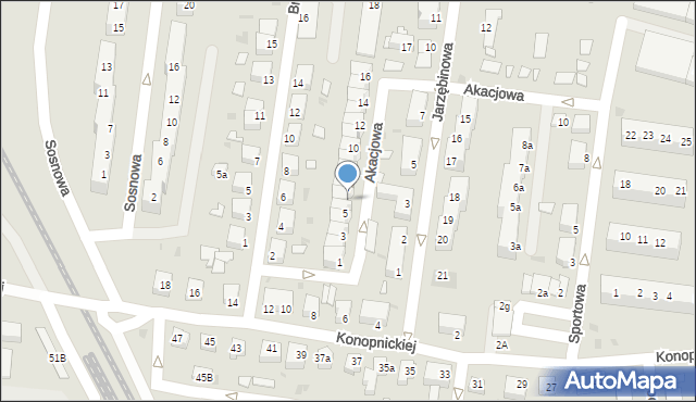 Żagań, Akacjowa, 6, mapa Żagań