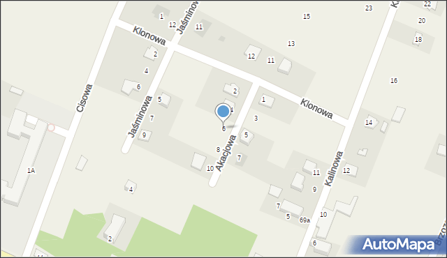 Zagrody, Akacjowa, 6, mapa Zagrody