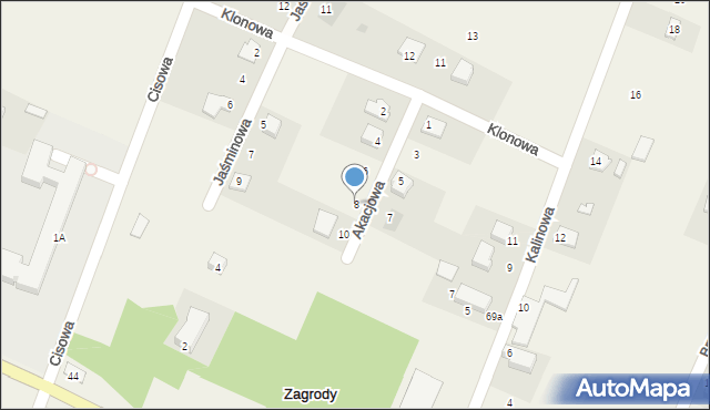 Zagrody, Akacjowa, 8, mapa Zagrody