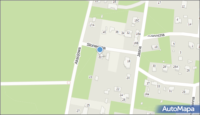 Zalesie Górne, Akacjowa, 21, mapa Zalesie Górne