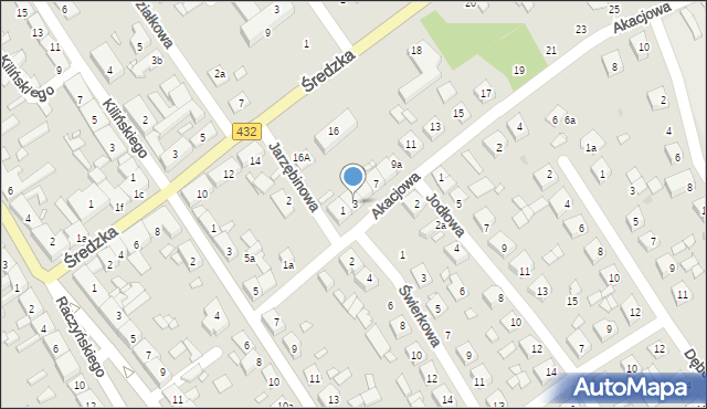 Zaniemyśl, Akacjowa, 3, mapa Zaniemyśl