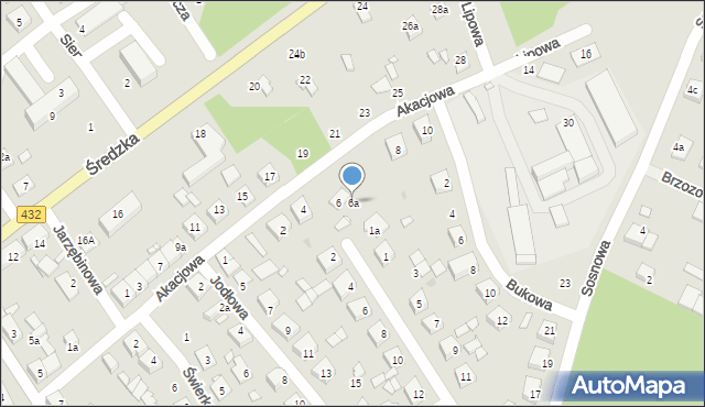 Zaniemyśl, Akacjowa, 6a, mapa Zaniemyśl
