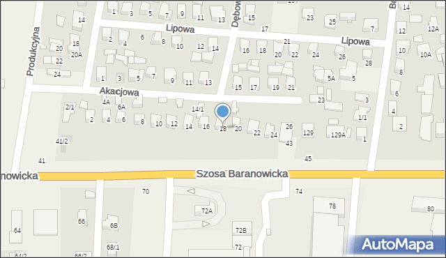 Zaścianki, Akacjowa, 18, mapa Zaścianki