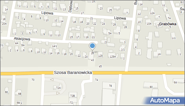 Zaścianki, Akacjowa, 26, mapa Zaścianki