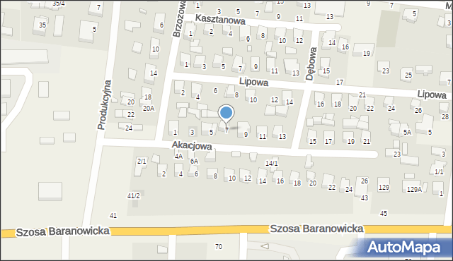 Zaścianki, Akacjowa, 7, mapa Zaścianki