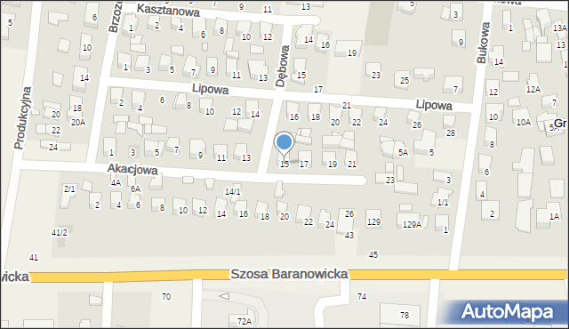Zaścianki, Akacjowa, 15, mapa Zaścianki