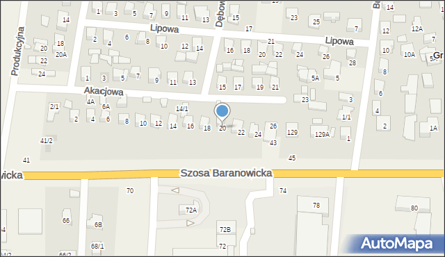 Zaścianki, Akacjowa, 20, mapa Zaścianki