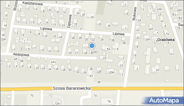 Zaścianki, Akacjowa, 21, mapa Zaścianki