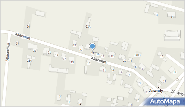 Zawady, Akacjowa, 18, mapa Zawady