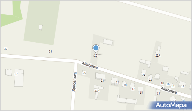 Zawady, Akacjowa, 26, mapa Zawady