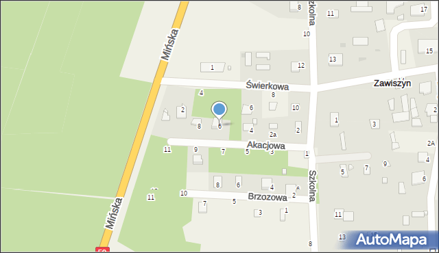 Zawiszyn, Akacjowa, 6, mapa Zawiszyn