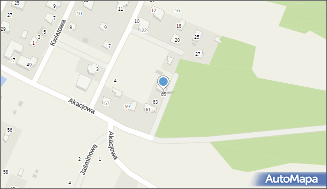 Żelków-Kolonia, Akacjowa, 65, mapa Żelków-Kolonia