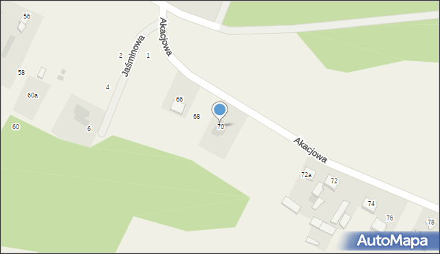 Żelków-Kolonia, Akacjowa, 70, mapa Żelków-Kolonia