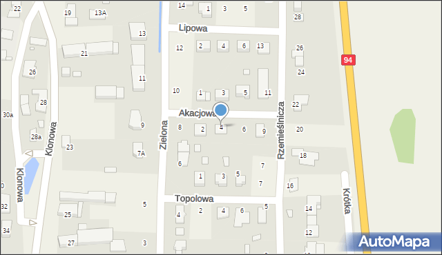 Zielęcice, Akacjowa, 4, mapa Zielęcice