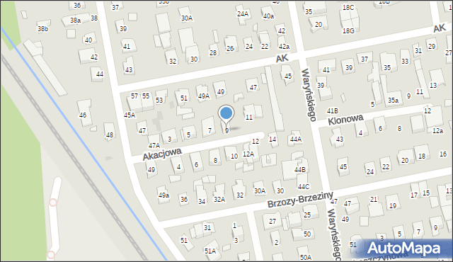 Zielonka, Akacjowa, 9, mapa Zielonka