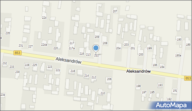 Aleksandrów, Aleksandrów, 211, mapa Aleksandrów