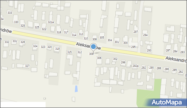Aleksandrów, Aleksandrów, 307, mapa Aleksandrów