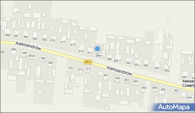 Aleksandrów, Aleksandrów, 670, mapa Aleksandrów