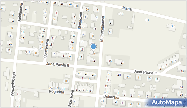 Baranów, Aleja Jarzębinowa, 12, mapa Baranów