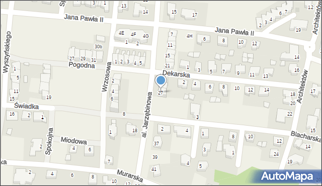 Baranów, Aleja Jarzębinowa, 27, mapa Baranów