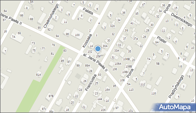 Biała Podlaska, Aleja Jana Pawła II, 104, mapa Białej Podlaskiej